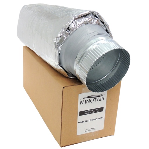 [MINO-ACFLEXMUF-436-R4] AcoustiCare© prefab silencer - 3 feet x 4 inch. diameter